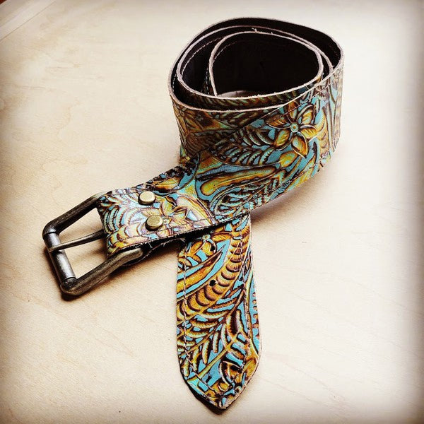 Dallas Turquoise Genuine Leather Belt 44 inch-Modish