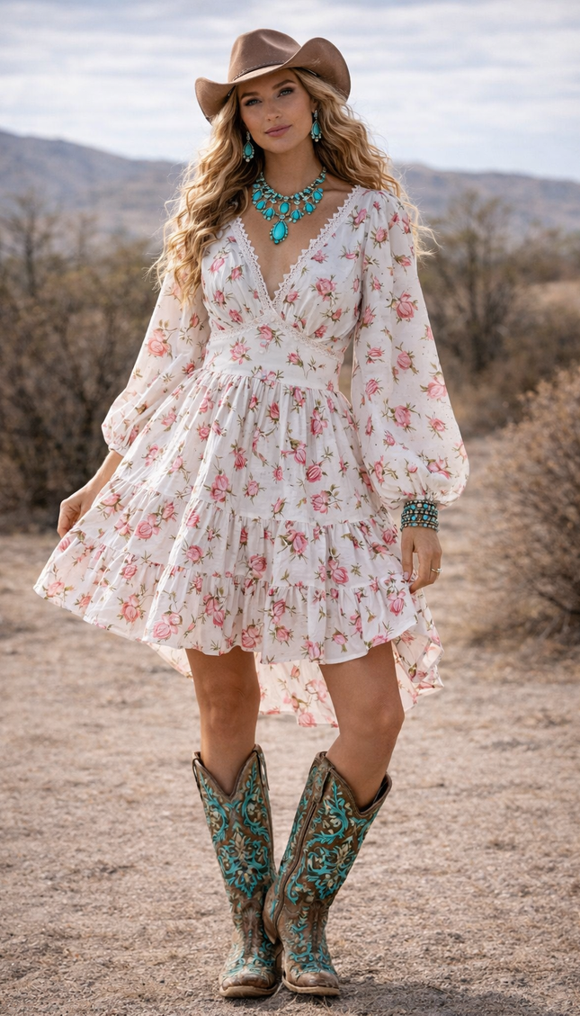 Willow Lace Balloon Sleeve Dress